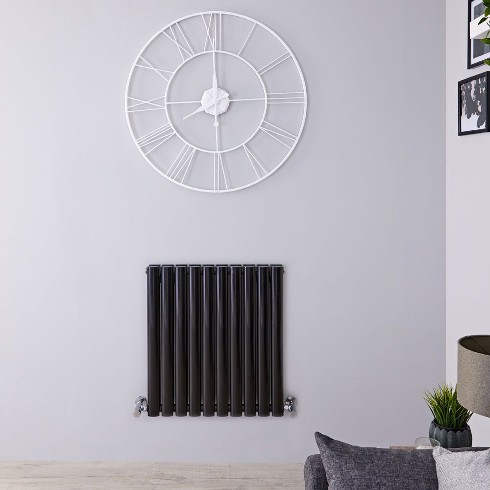 Revive - Black Horizontal Double-Panel Designer Radiator - 25" x 23.25"