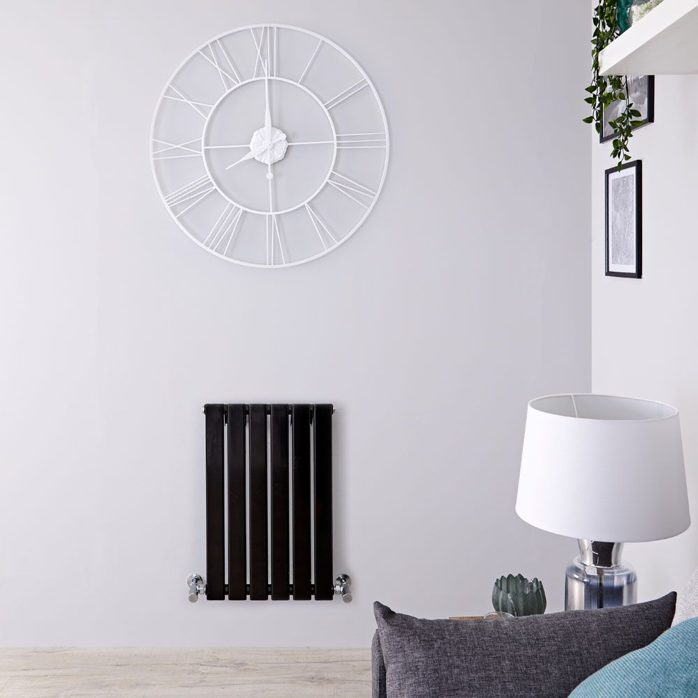 Delta - Black Horizontal Single Slim-Panel Designer Radiator - 25" x 16.5"