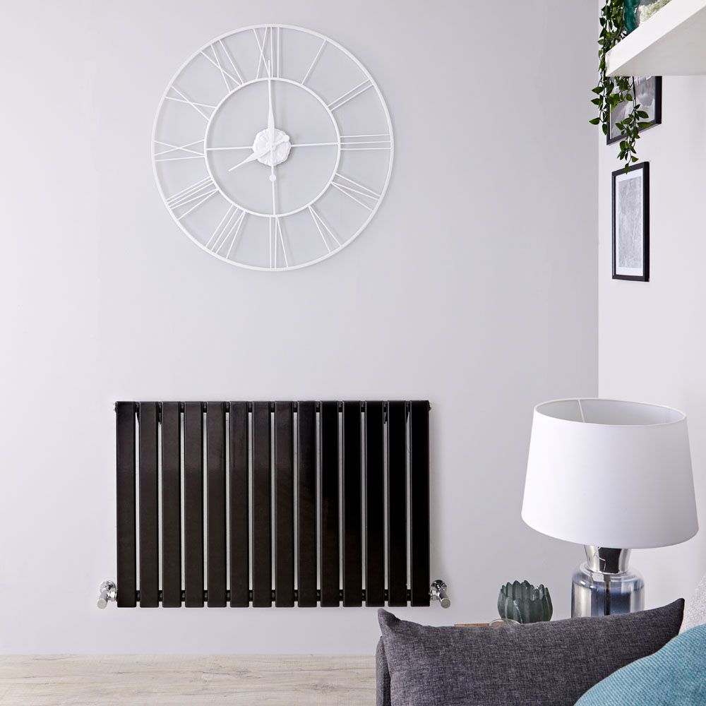 Delta - Black Horizontal Single Slim-Panel Designer Radiator - 25" x 38.5"
