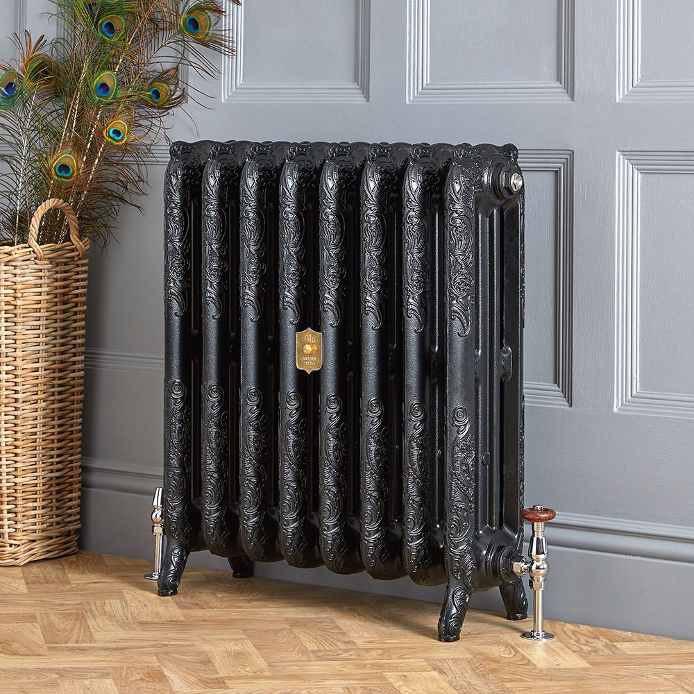Charlotte - Ornate Cast Iron Radiator - 30.24" Tall - Slate Black - Multiple Sizes Available