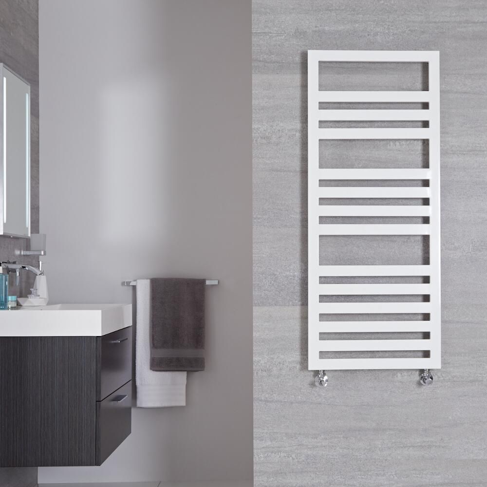 Ponza - White Hydronic Designer Towel Warmer - 47.25" x 19.75"