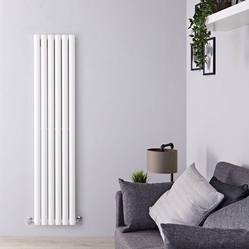 Revive - White Vertical Double-Panel Designer Radiator - 63" x 14"