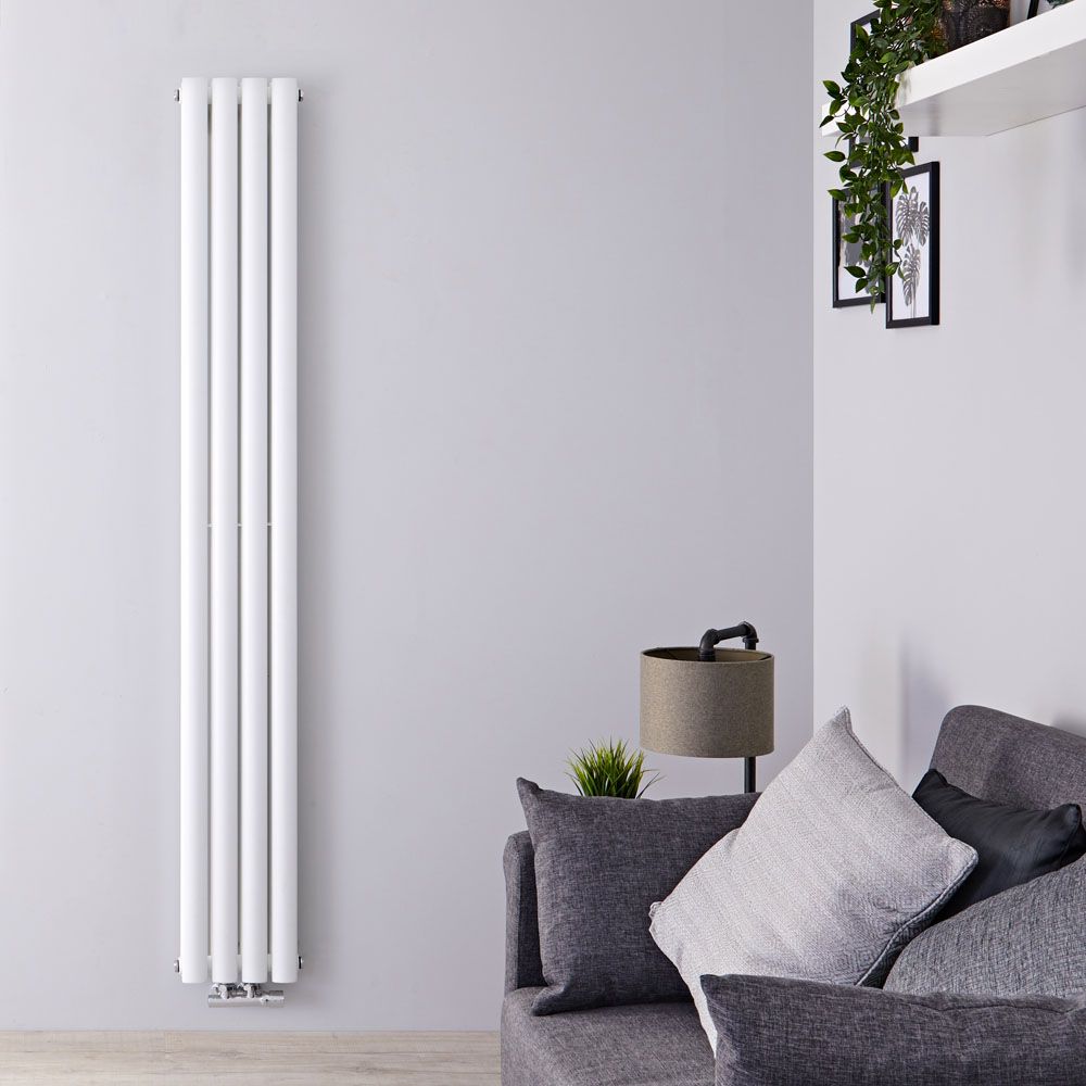 Revive Caldae - White Vertical Double-Panel Designer Radiator - 63" x 9.25"