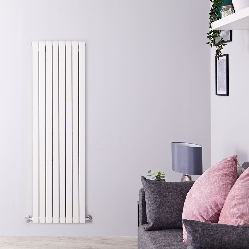 Sloane - White Vertical Double Flat-Panel Designer Radiator - 63" x 14"