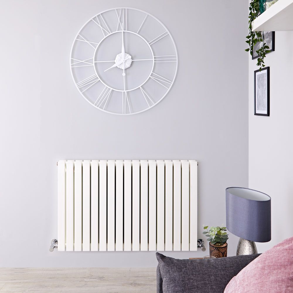 Sloane - White Horizontal Double Flat-Panel Designer Radiator - 25" x 39.25"