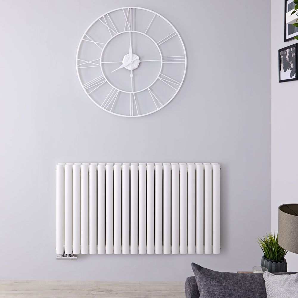 Revive Caldae - White Horizontal Double-Panel Designer Radiator - 25" x 46.5"