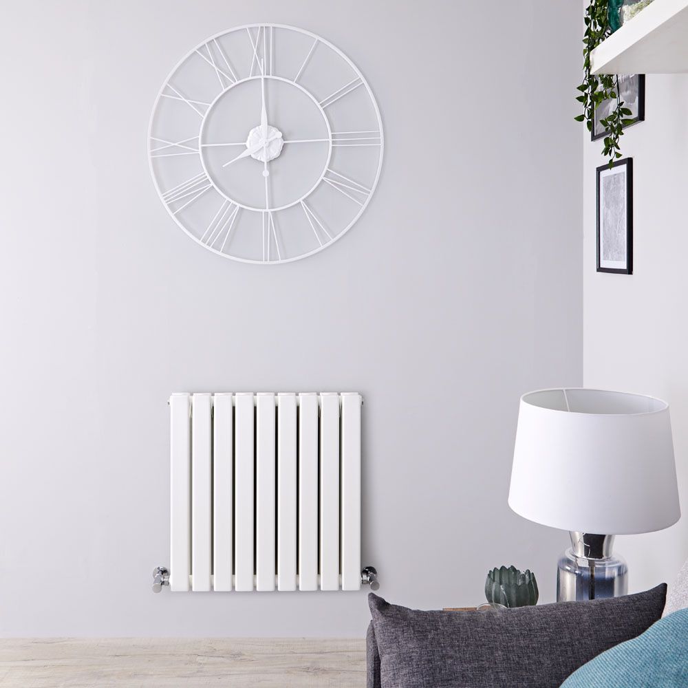 Delta - White Horizontal Double Slim-Panel Designer Radiator - 25" x 24.75"