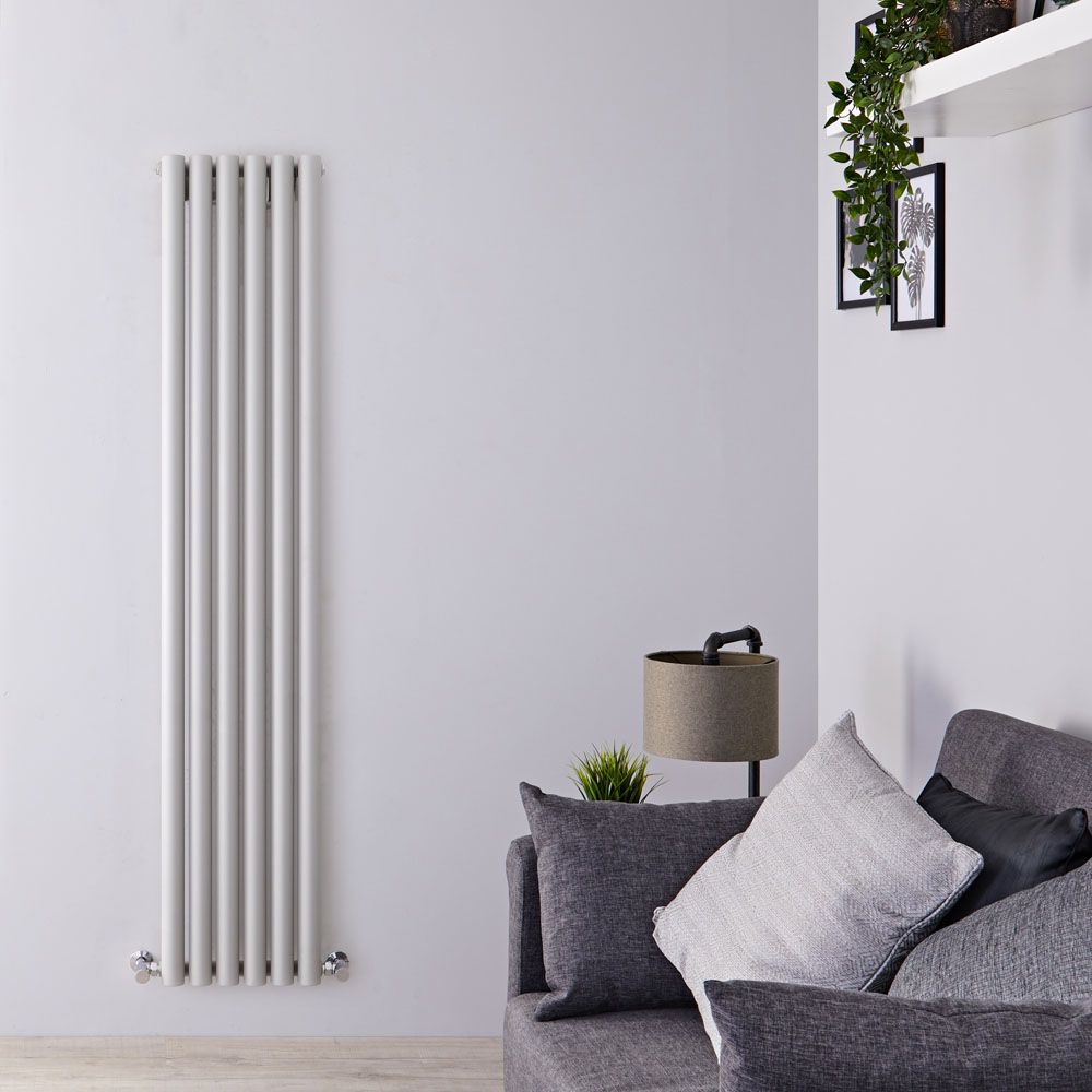 Savy - Silver Vertical Single-Panel Designer Radiator - 63" x 14"