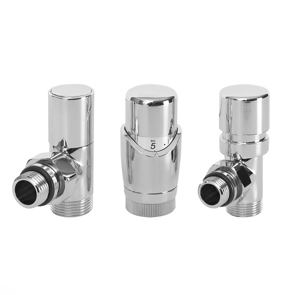 Hudson Reed Minimalist Chrome Thermostatic Angled Radiator Valves (Pair)