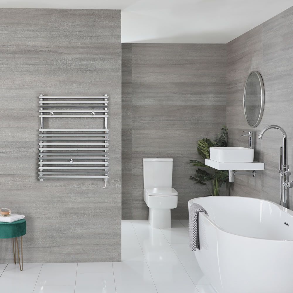 Arno Electric - Chrome Bar On Bar Plug-In Towel Warmer - 28 3/4” x 23 5/8”