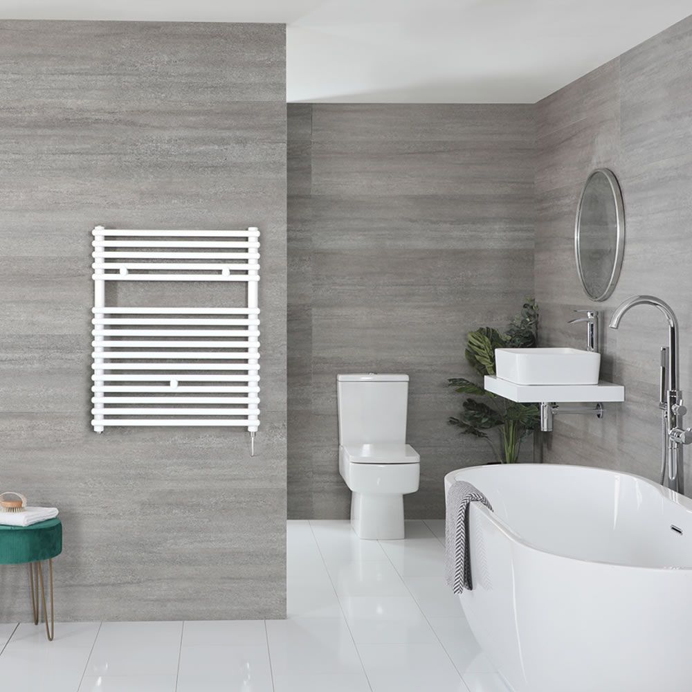 Arno Electric - White Bar On Bar Plug-In Towel Warmer - 28 3/4” x 23 5/8”