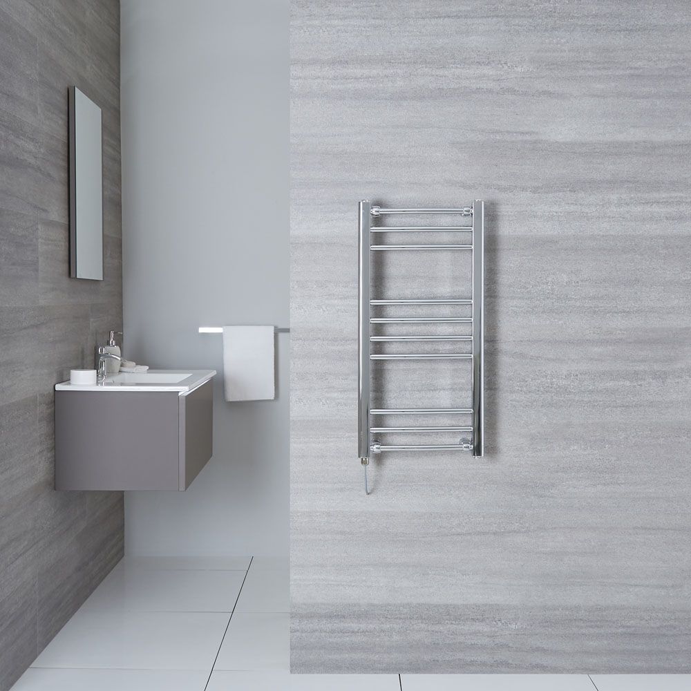 Eco Electric - Chrome Curved Plug-In Heated Towel Warmer - 31.5" x 15.75"