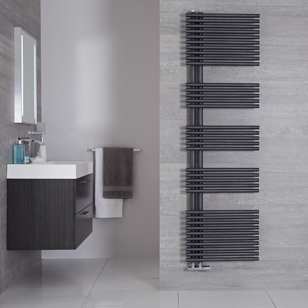 Iseo - Anthracite Hydronic Designer Towel Warmer - 67" x 19.75"