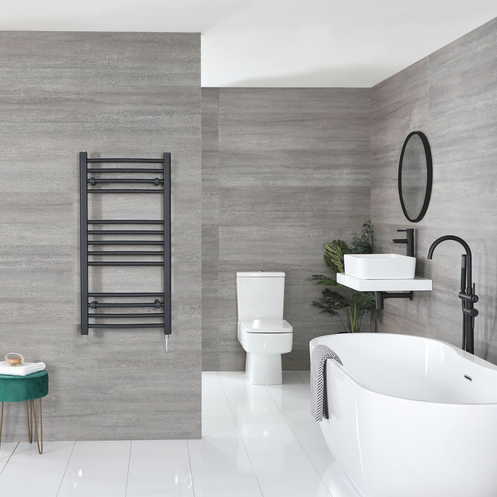 Artle Electric - Anthracite Curved Plug-In Towel Warmer - 39” x 20”