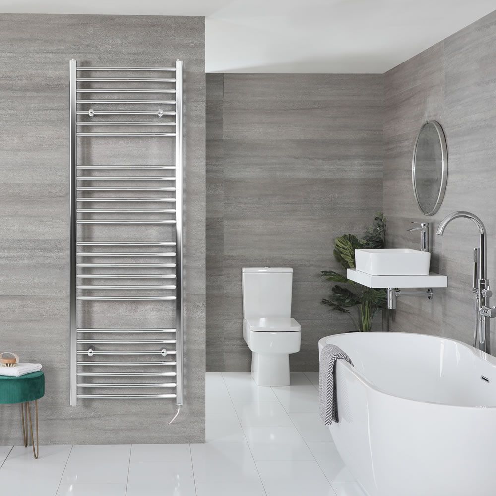 Kent Electric - Chrome Curved Plug-In Towel Warmer - 71” x 20”