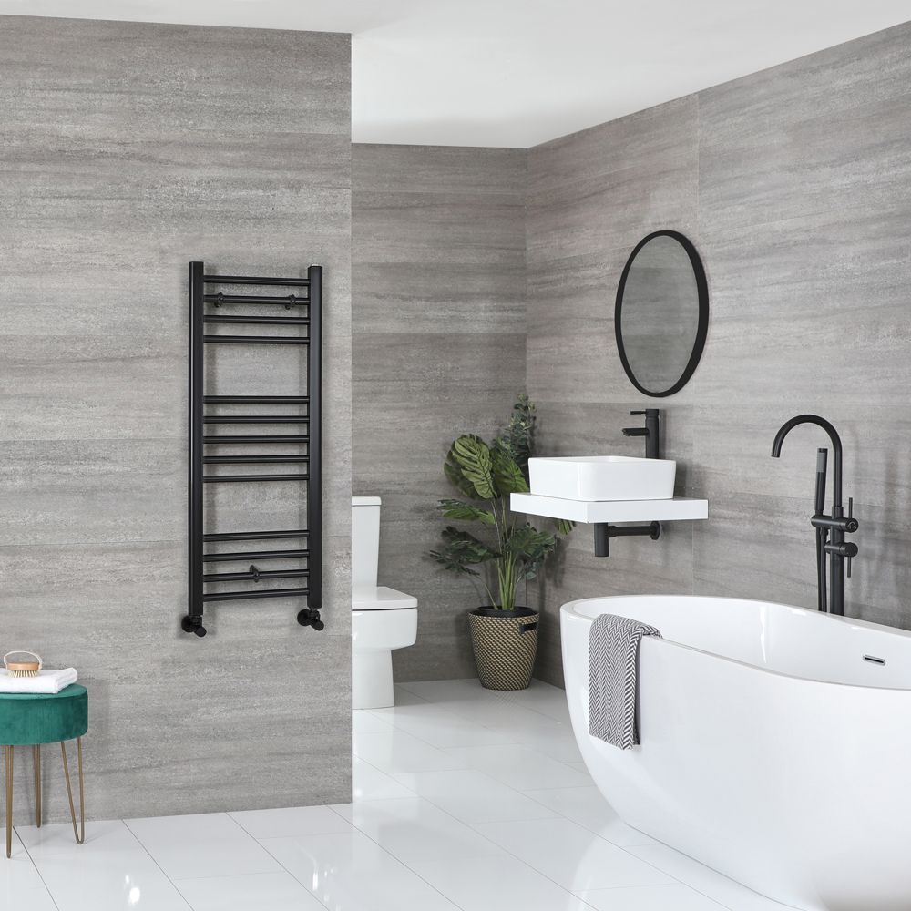 Nox - Matt Black Hydronic Flat Towel Warmer - 39 3/8” x 15 3/4”