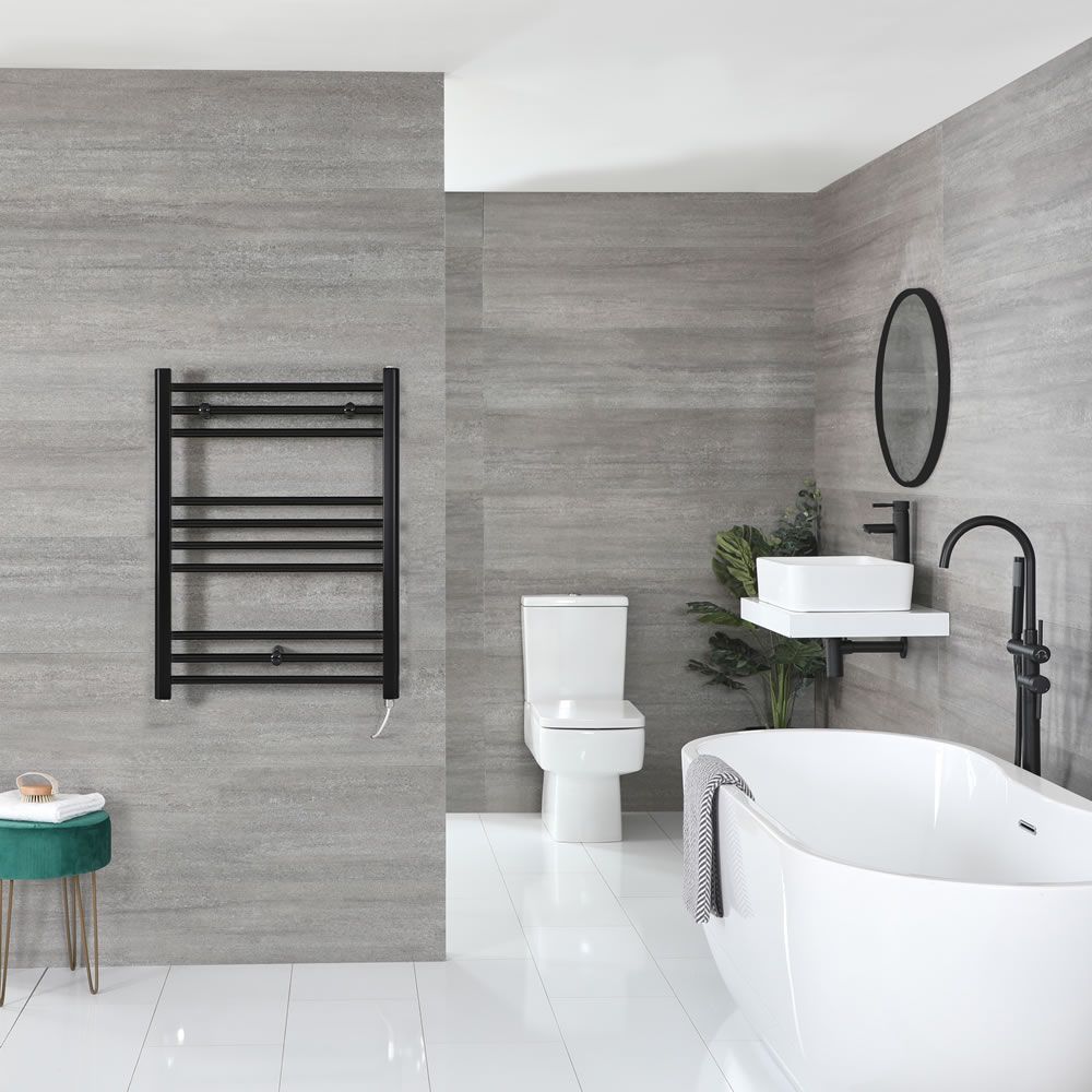 Nox Electric - Matte Black Flat Plug-In Towel Warmer - 31 1/2” x 19 5/8”