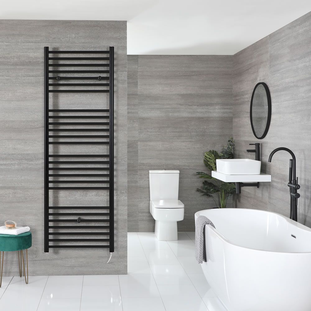 Nox Electric - Matte Black Flat Plug-In Towel Warmer - 70 7/8” x 23 5/8”