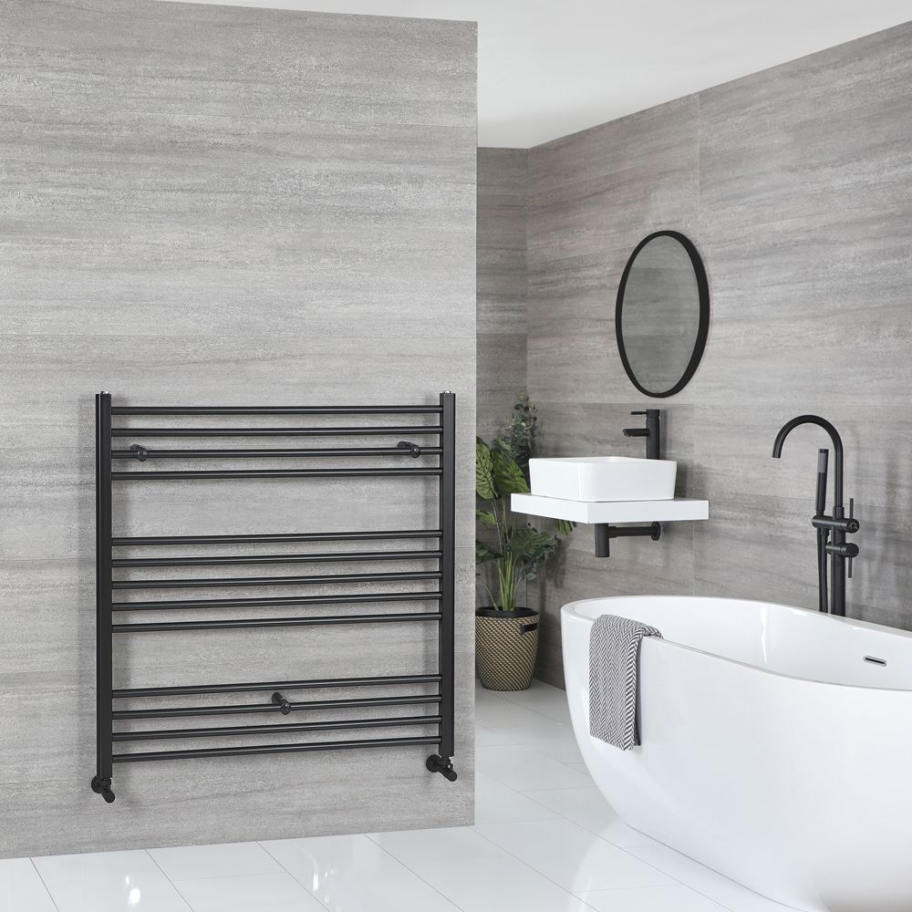 Nox - Matt Black Hydronic Flat Towel Warmer - 39 3/8” x 39 3/8”