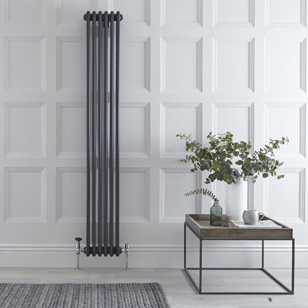 Regent - Anthracite Vertical 3-Column Traditional Cast-Iron Style Radiator - 70.75" x 11.5"