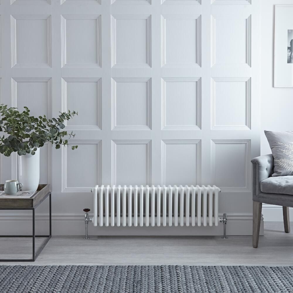 Regent - White Horizontal 4-Column Traditional Cast-Iron Style Radiator - 11.75" x 39.75"