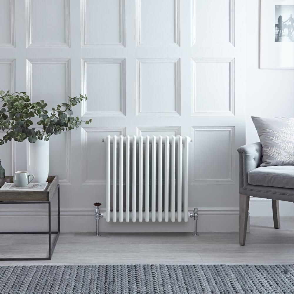 Regent - White Horizontal 4-Column Traditional Cast-Iron Style Radiator - 23.5" x 23.75"