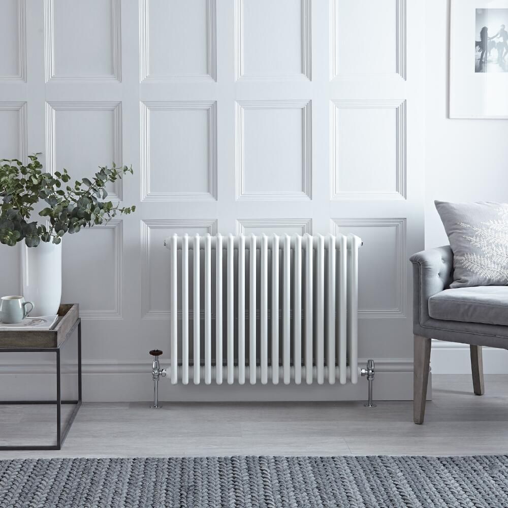 Regent - White Horizontal 4-Column Traditional Cast-Iron Style Radiator - 23.5" x 31"