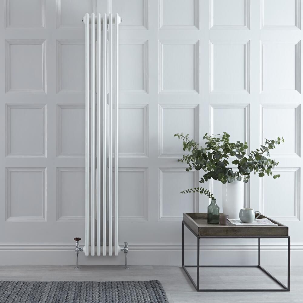 Regent - White Vertical 4-Column Traditional Cast-Iron Style Radiator - 70.75" x 11.5"