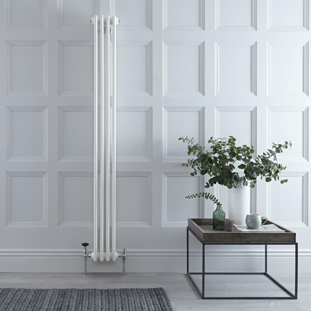Regent - White Vertical 3-Column Traditional Cast-Iron Style Radiator - 70.75" x 7.75"