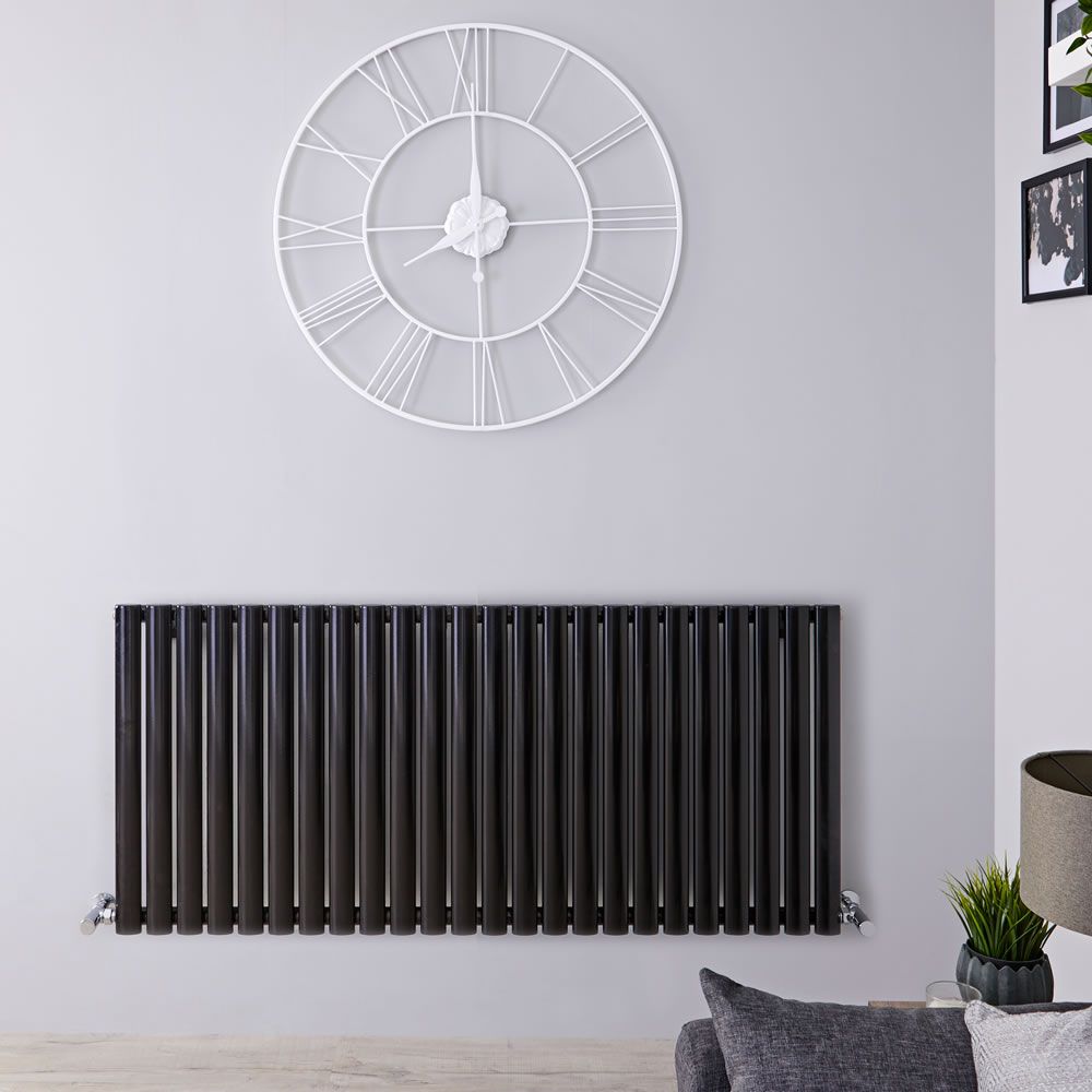 Revive - Black Horizontal Double-Panel Designer Radiator - 25" x 55.75"