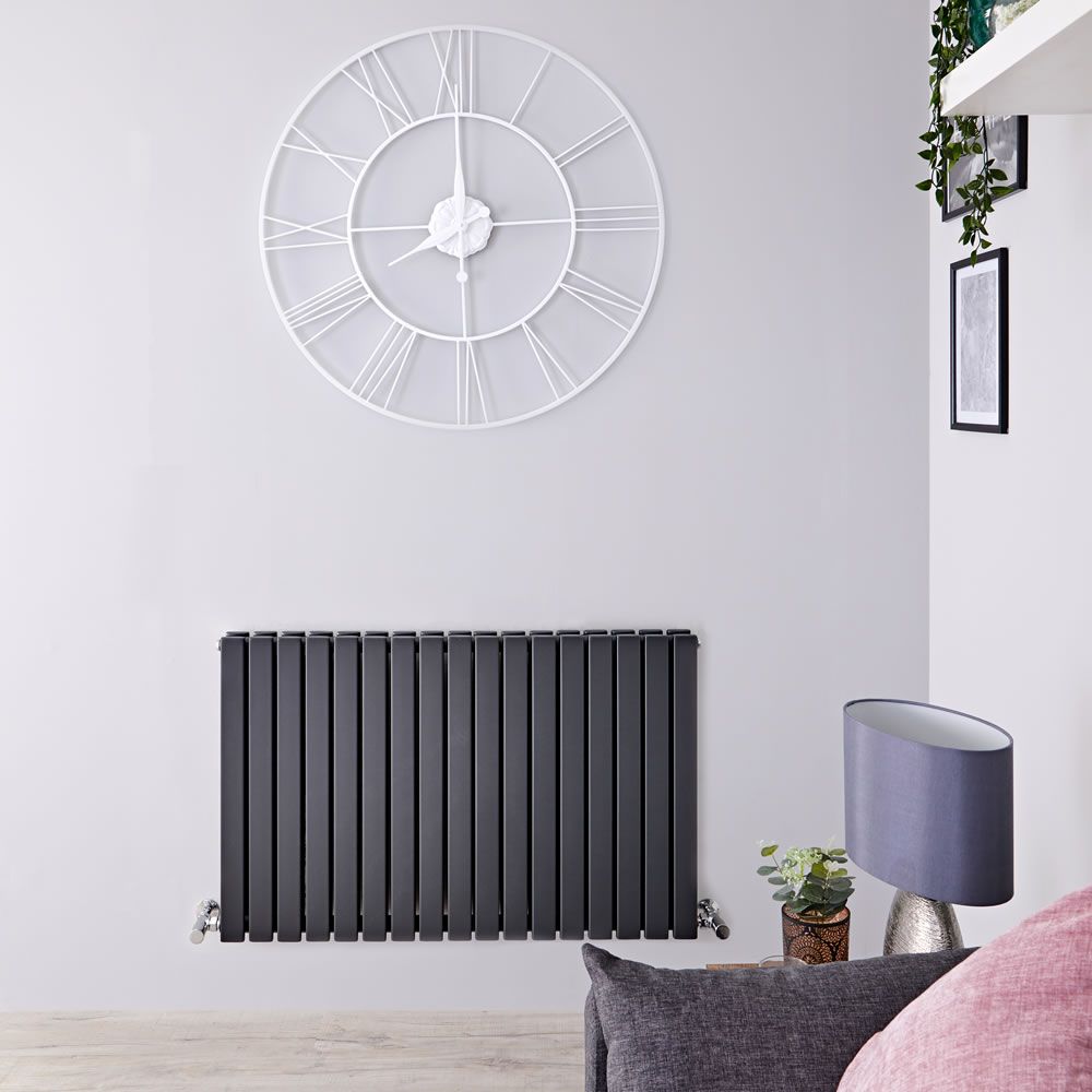 Sloane - Anthracite Horizontal Double Flat-Panel Designer Radiator - 25" x 39.25"