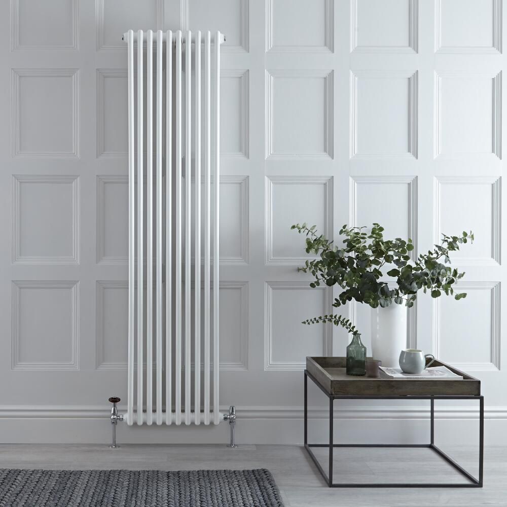Regent - White Vertical 2-Column Traditional Cast-Iron Style Radiator - 70.75" x 18.5"