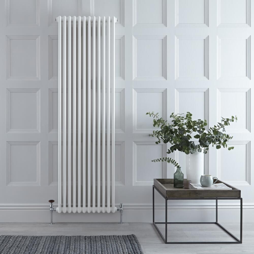 Regent - White Vertical 2-Column Traditional Cast-Iron Style Radiator - 70.75" x 22"