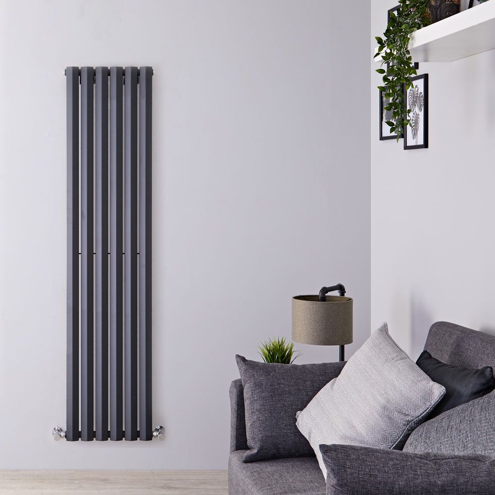 Edifice - Anthracite Vertical Single-Panel Designer Radiator - 70" x 16.5"