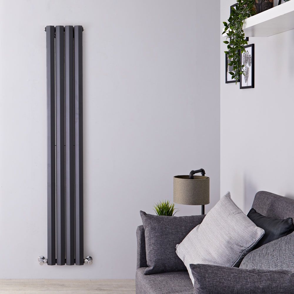 Edifice - Anthracite Vertical Double-Panel Designer Radiator - 70" x 11"