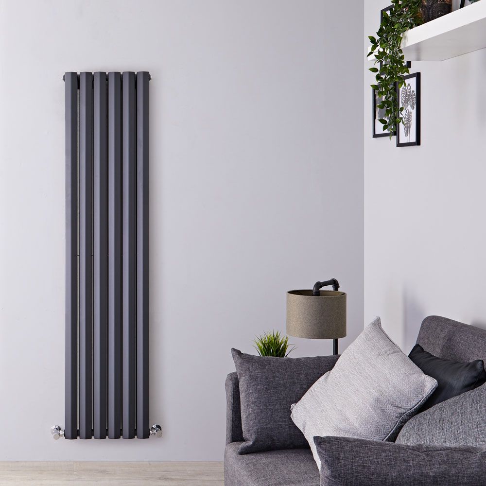 Edifice - Anthracite Vertical Double-Panel Designer Radiator - 70" x 16.5"