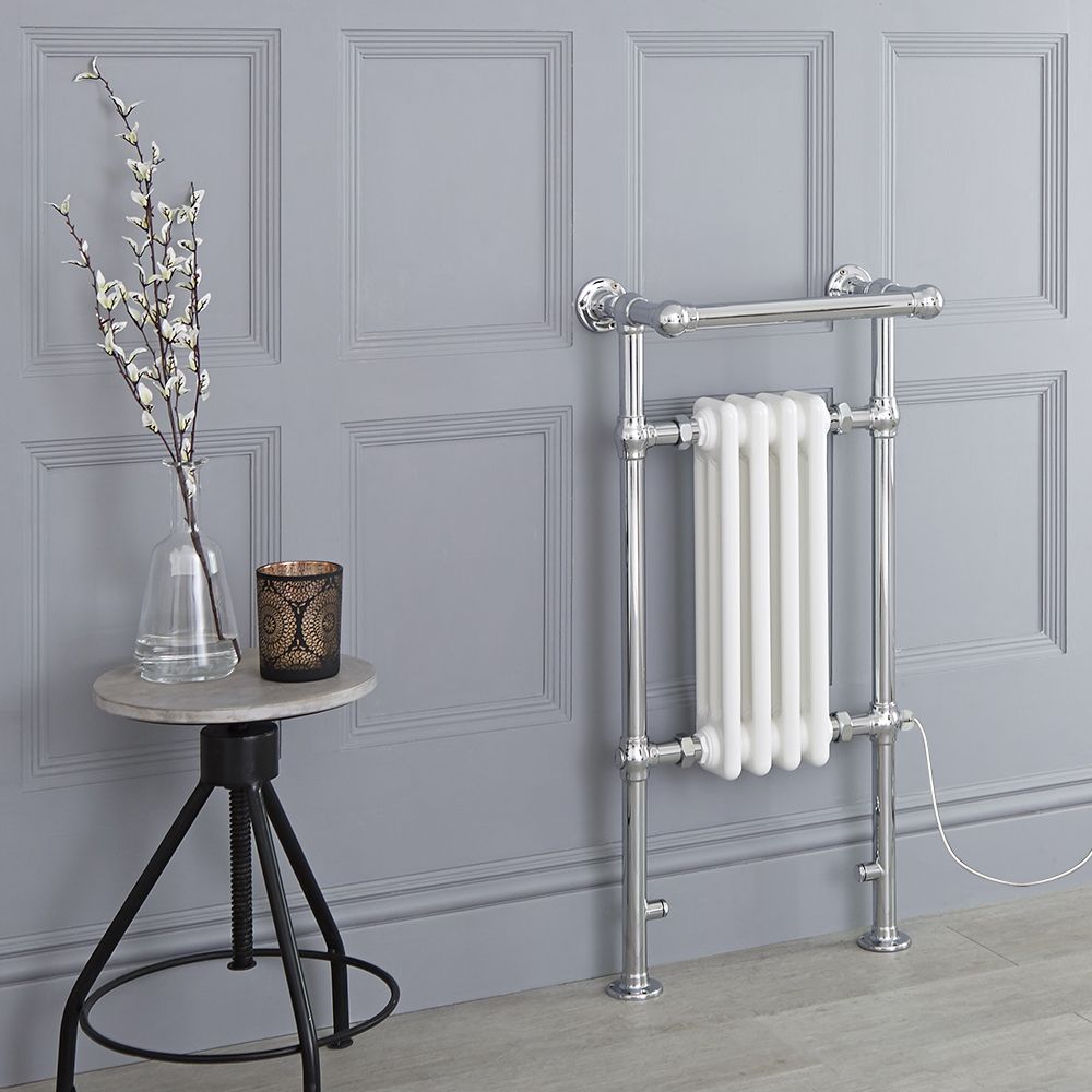 Marquis Electric - White Traditional Plug-In Heated Towel Warmer with Drying Rail - 36.75" x 17.75"