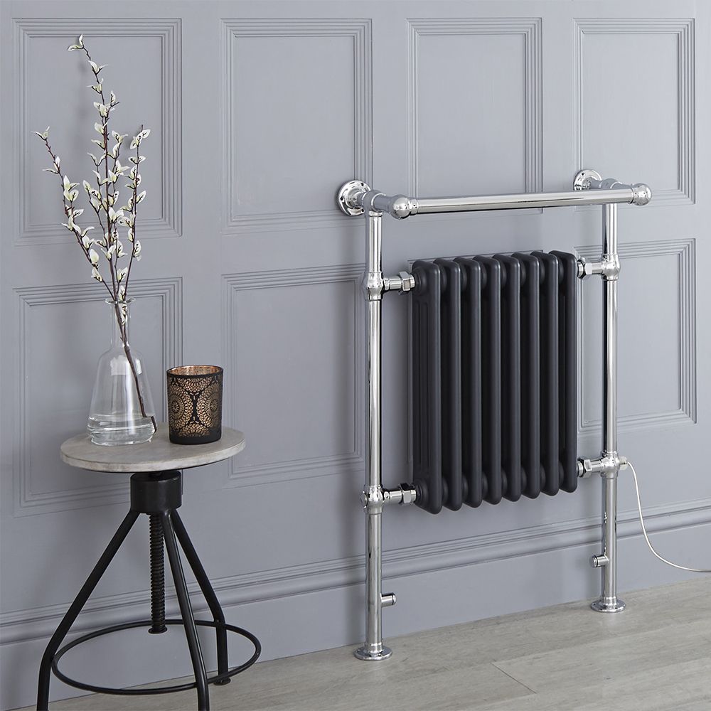 Marquis Electric - Anthracite Traditional Plug-In Heated Towel Warmer with Drying Rail - 36.75" x 24.5"