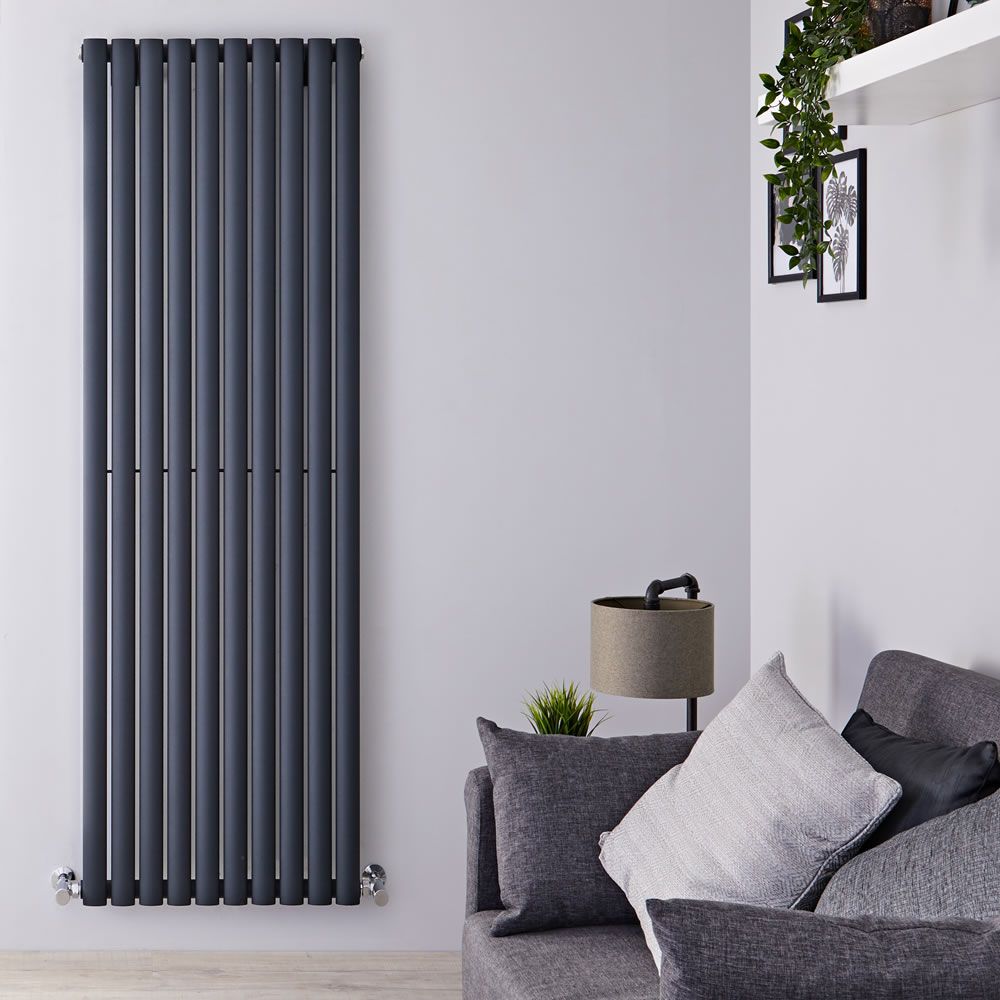 Revive Air - Anthracite Aluminum Vertical Double-Panel Designer Radiator - 70.75" x 23.25"