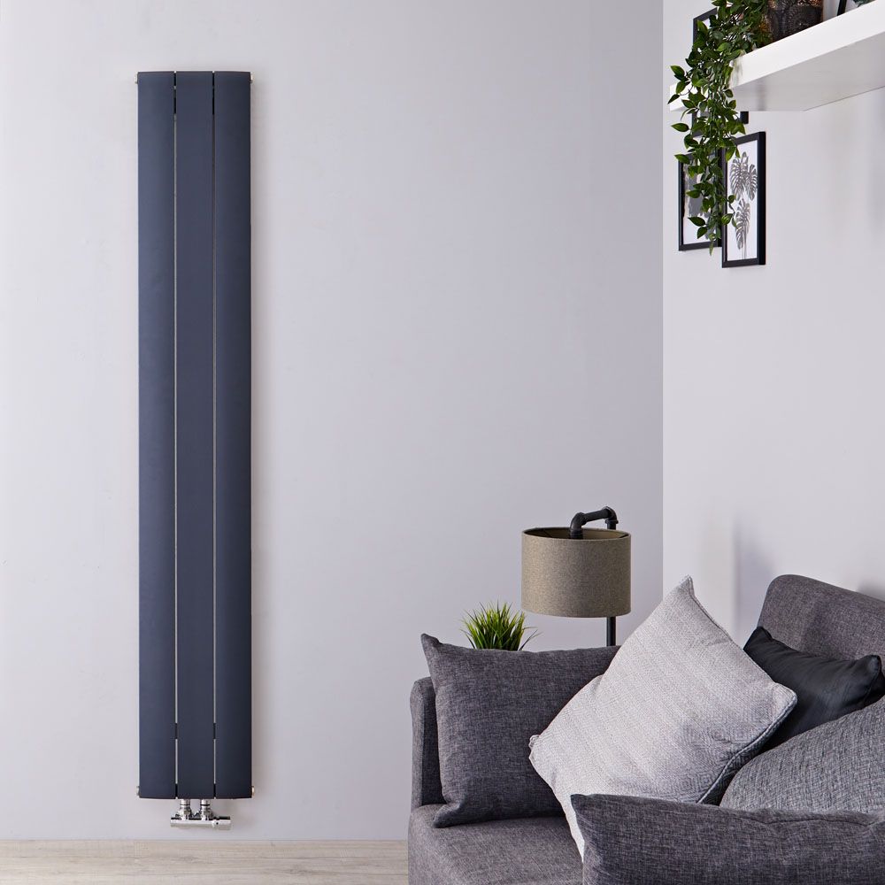 Aurora - Anthracite Aluminum Vertical Designer Radiator - 63" x 11"