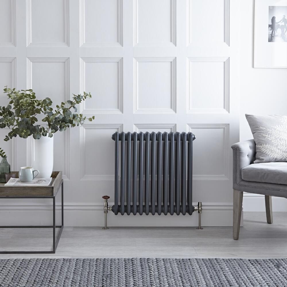 Regent - Anthracite Horizontal 3-Column Traditional Cast-Iron Style Radiator - 23.5" x 23.75"