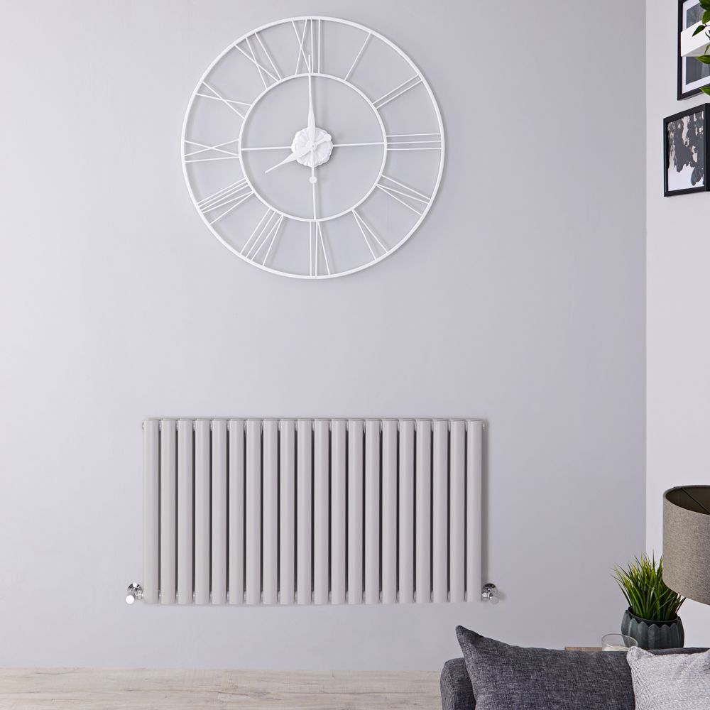 Revive - Light Gray Horizontal Double-Panel Designer Radiator - 25" x 46.5"