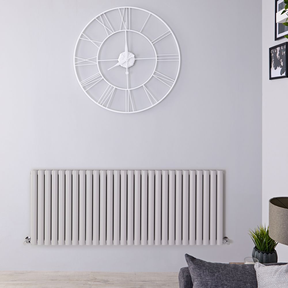 Revive - Light Gray Horizontal Double-Panel Designer Radiator - 25" x 64.75"