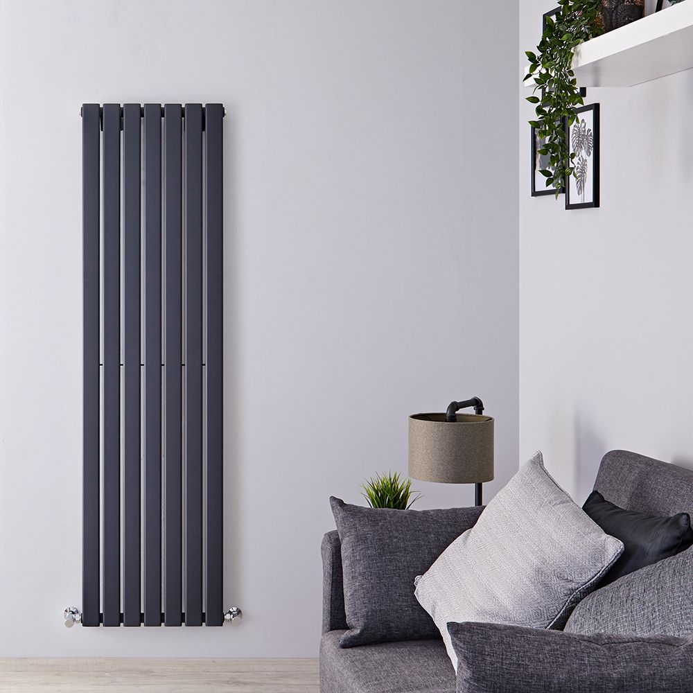 Delta - Anthracite Vertical Single Slim-Panel Designer Radiator - 70" x 19.25"