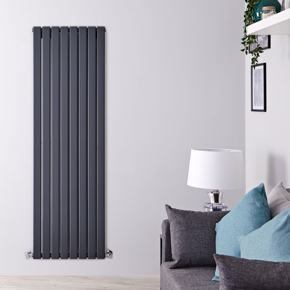 Delta - Anthracite Vertical Double Slim-Panel Designer Radiator - 70" x 22"