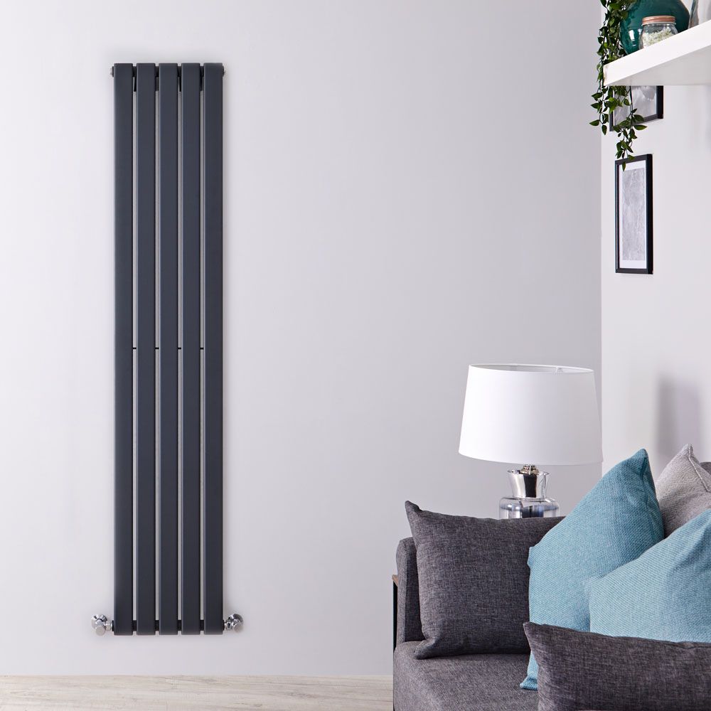 Delta - Anthracite Vertical Single Slim-Panel Designer Radiator - 70" x 13.75"