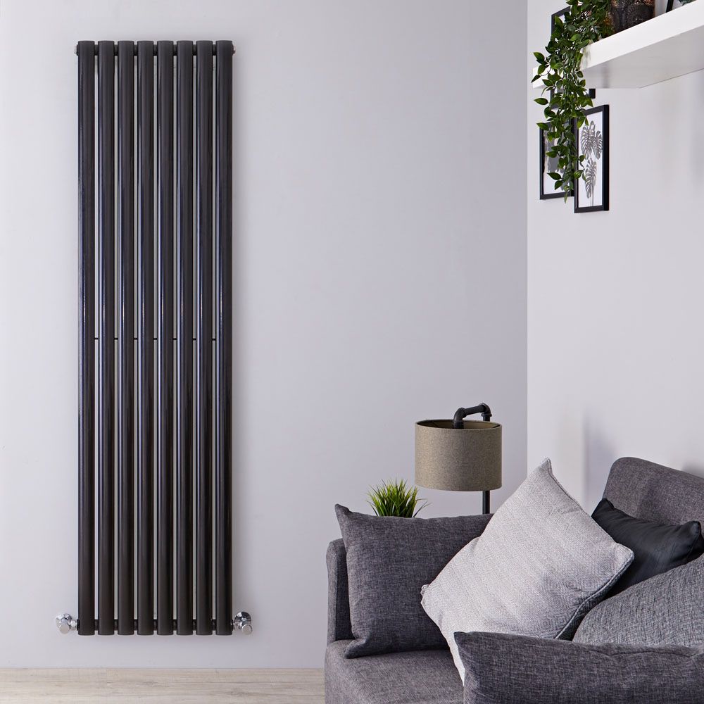 Revive - Black Vertical Single-Panel Designer Radiator - 70" x 18.5"