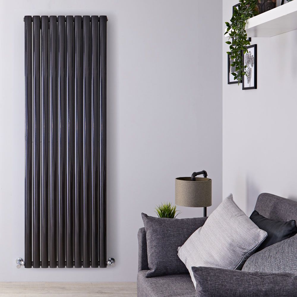 Revive - Black Vertical Double-Panel Designer Radiator - 70" x 23.25"