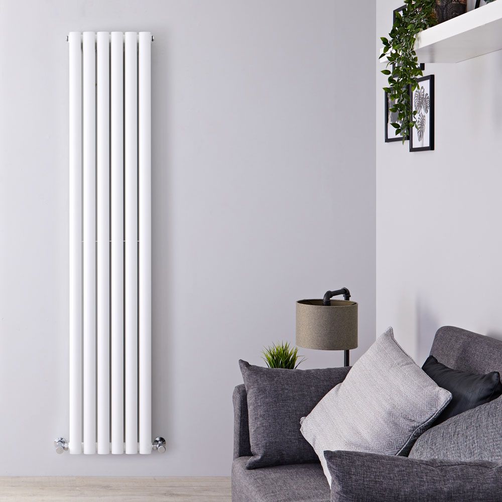 Revive - White Vertical Double-Panel Designer Radiator - 70" x 14"