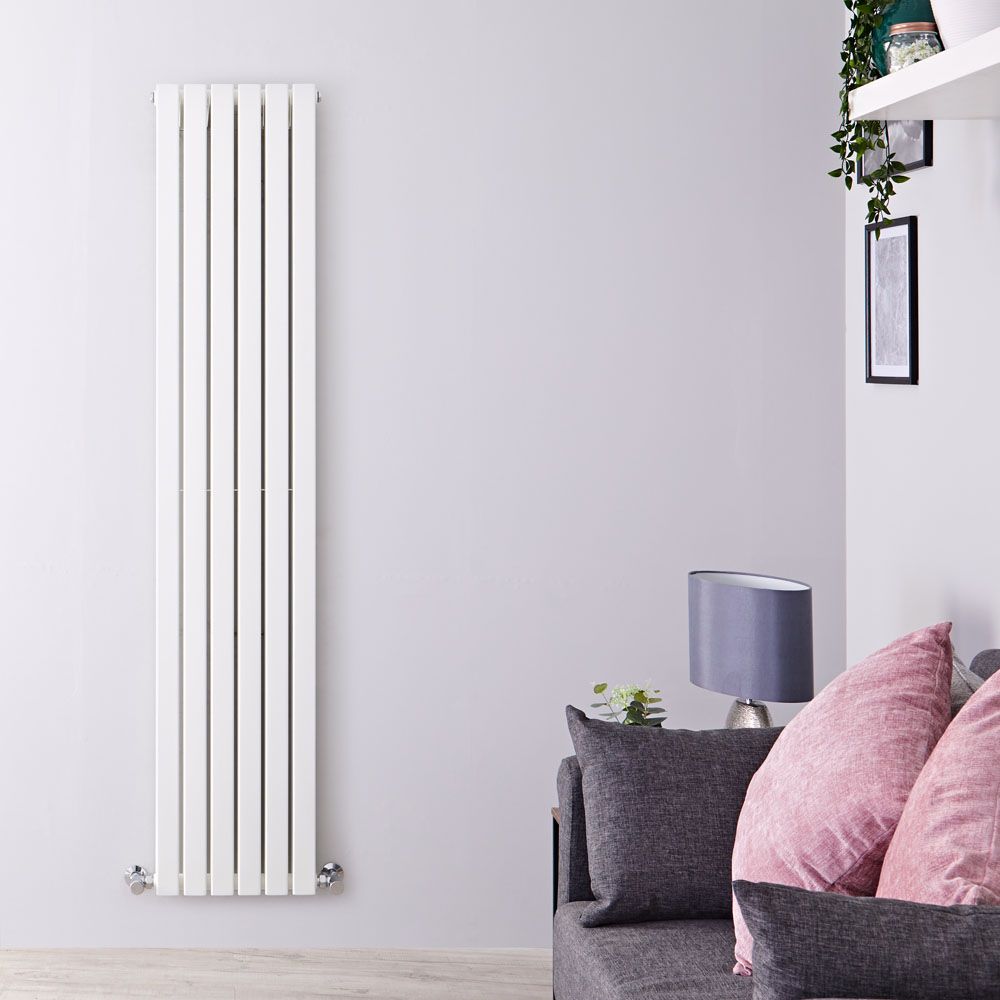 Sloane - White Vertical Double Flat-Panel Designer Radiator - 70" x 14"
